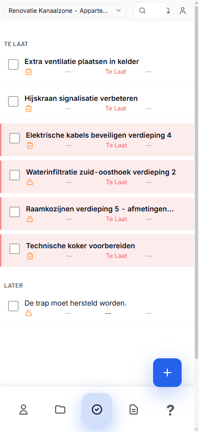 Mobile app items page