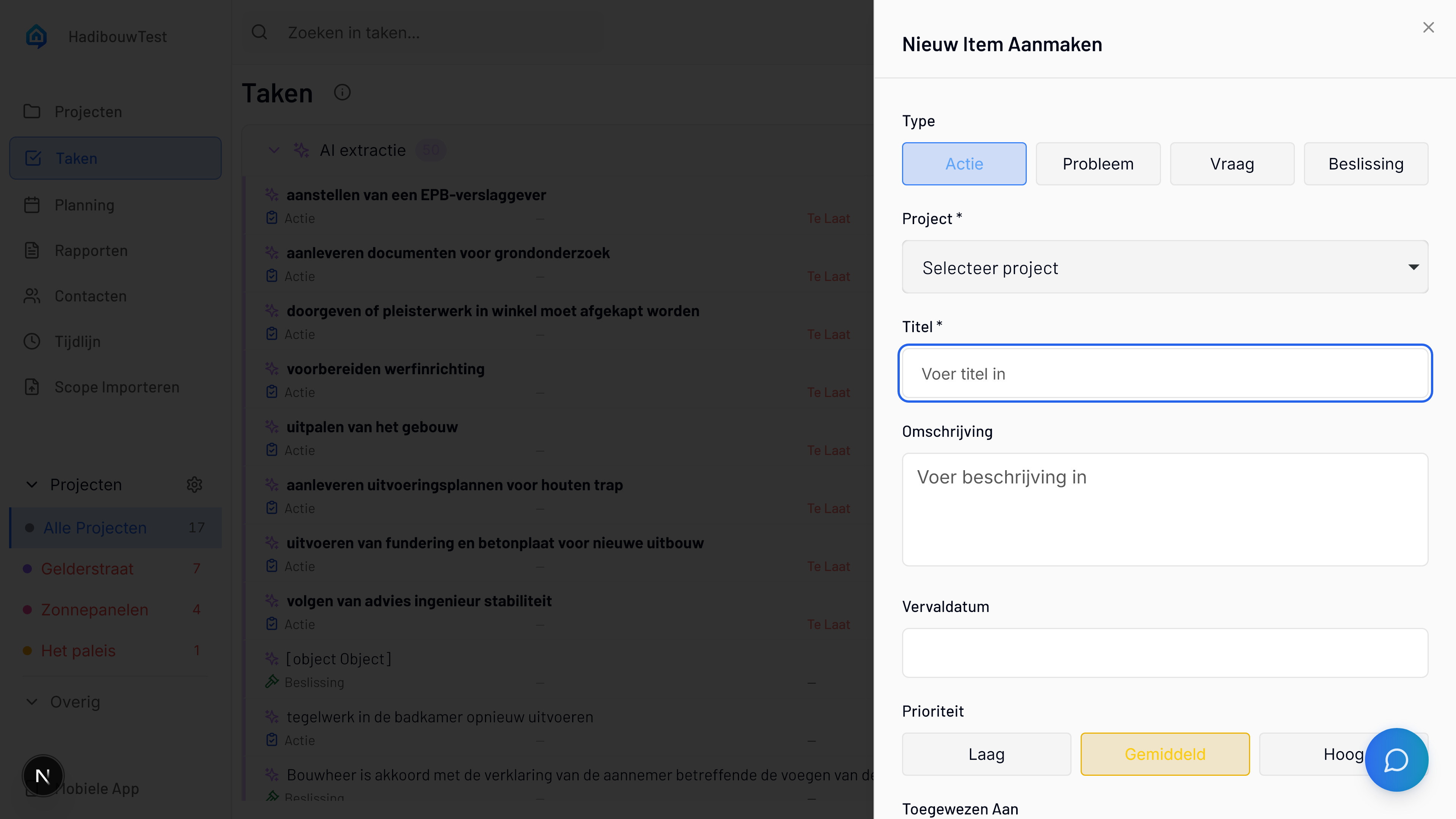 Toevoegen knop gemarkeerd