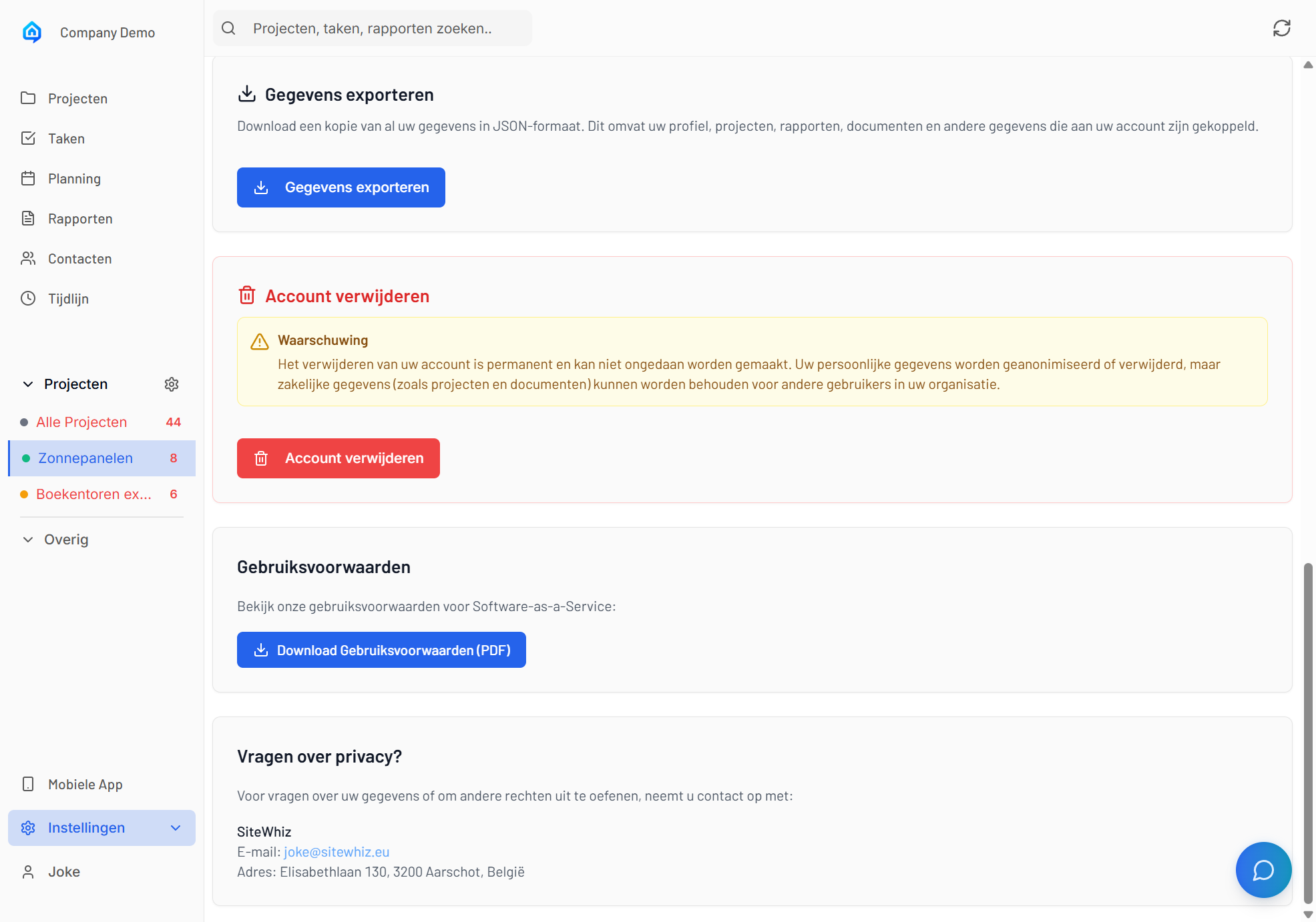 Privacy instellingen